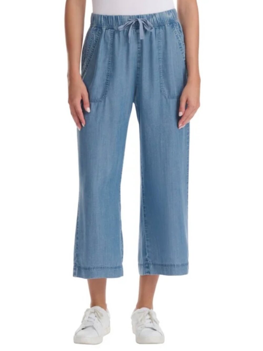 Splendid Women's Pull-On Wide Leg Crop Ankle Pant, Blue - Picture 4 of 4